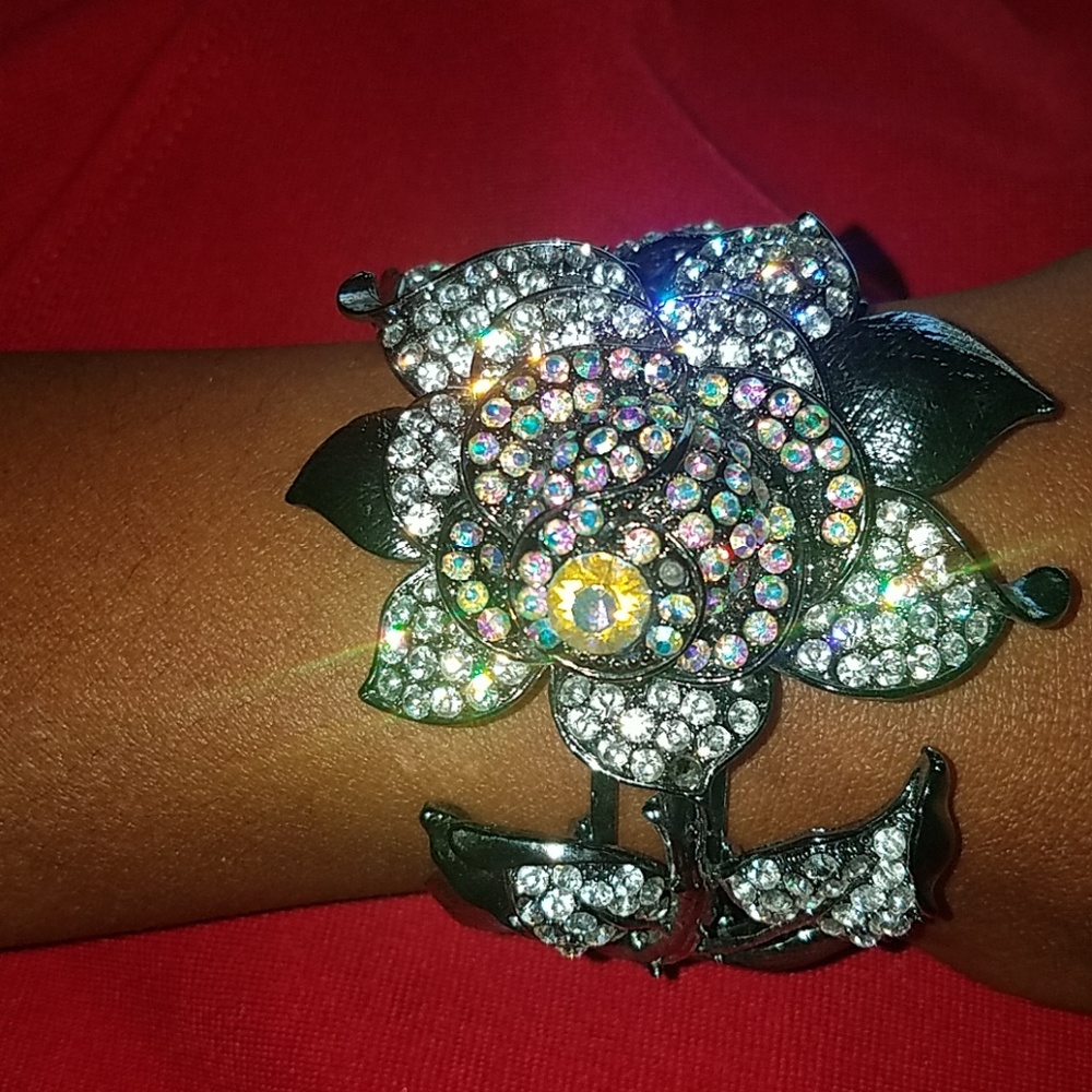 Rhinestone Rose Bracelet